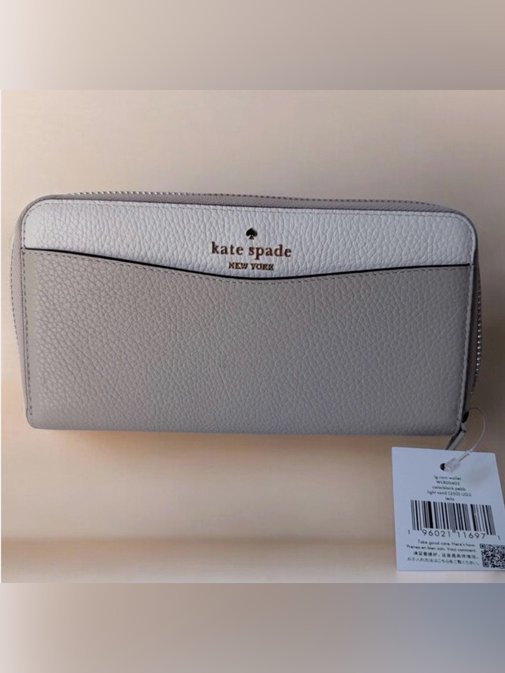 NWT Kate Spade Leila Large Continental Colorblock Wallet - Light Sand